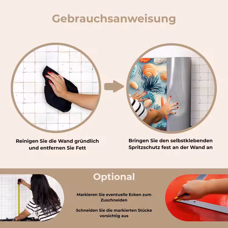 Spritzschutz Küche - Seesterne - Muscheln - Illustration - Sand — 6
