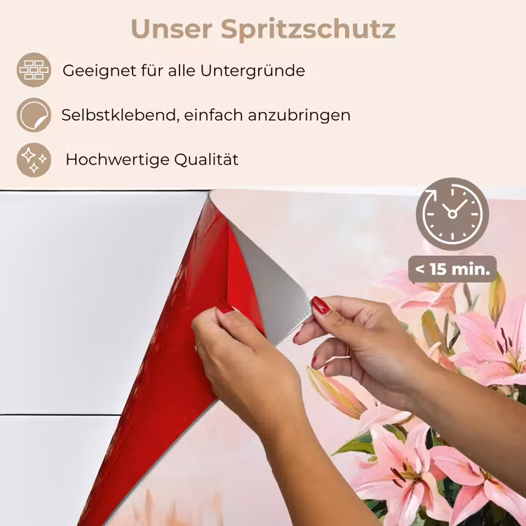 Spritzschutz Küche - Vase - Blumen - Rosa — 4