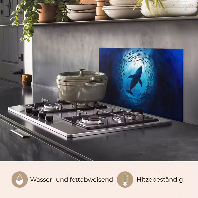 Spritzschutz Küche - Wal - Fisch - Dunkelblau — 2