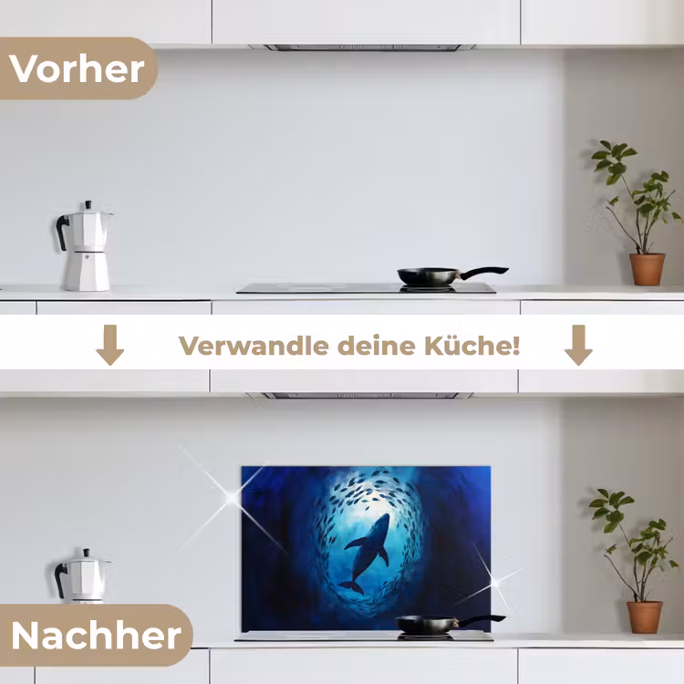 Spritzschutz Küche - Wal - Fisch - Dunkelblau — 7