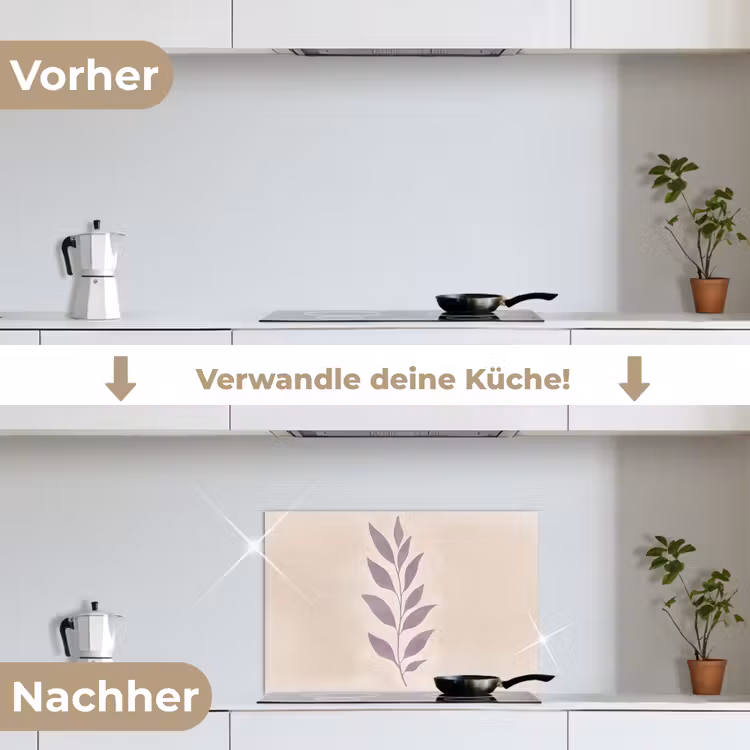 Spritzschutz Küche - Zweig - Blätter - Minimalistisch - Beige — 7