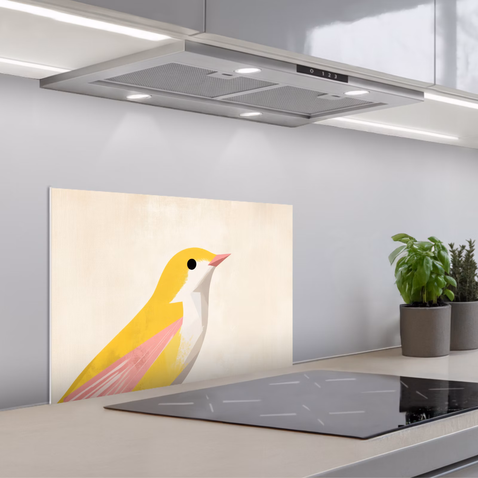 Spritzschutz Küche - Vogel - Minimalistisch - Gelb — 1