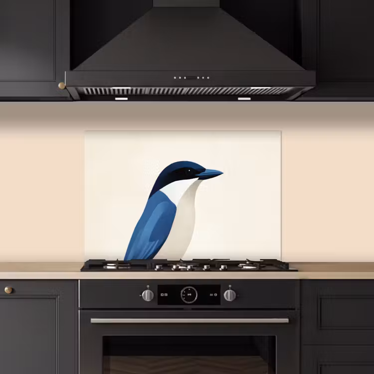Spritzschutz Küche - Illustration - Blau - Vogel — 5