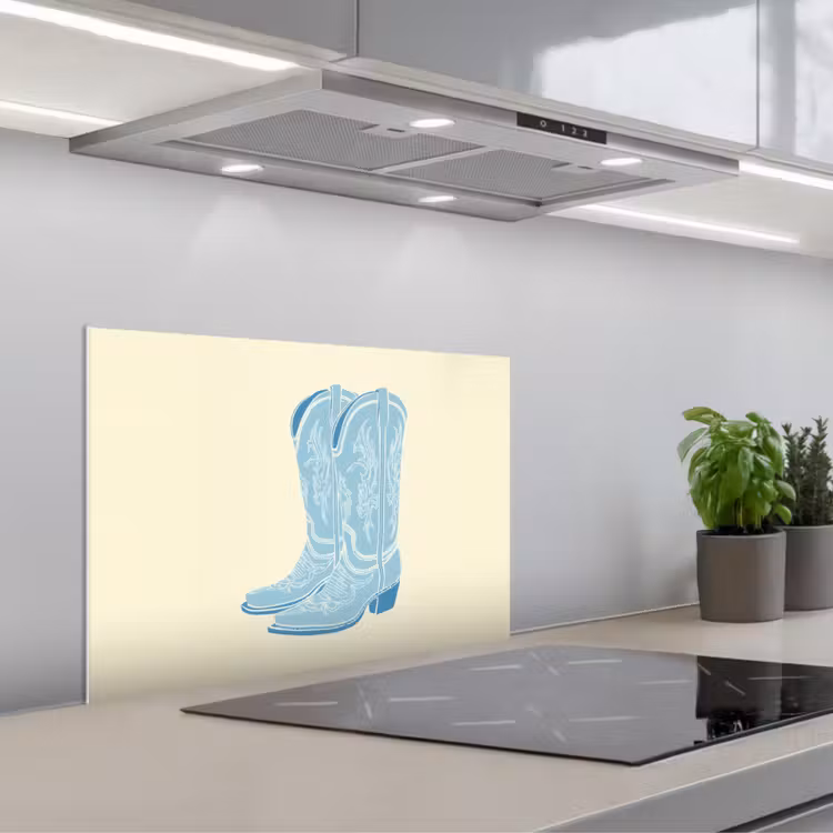 Spritzschutz Küche - Illustration - Cowboystiefel - Muster — 1
