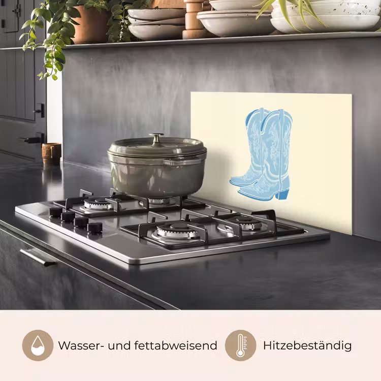 Spritzschutz Küche - Illustration - Cowboystiefel - Muster — 2