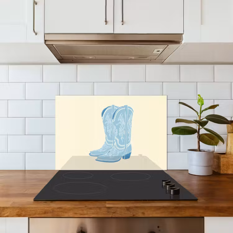 Spritzschutz Küche - Illustration - Cowboystiefel - Muster — 3