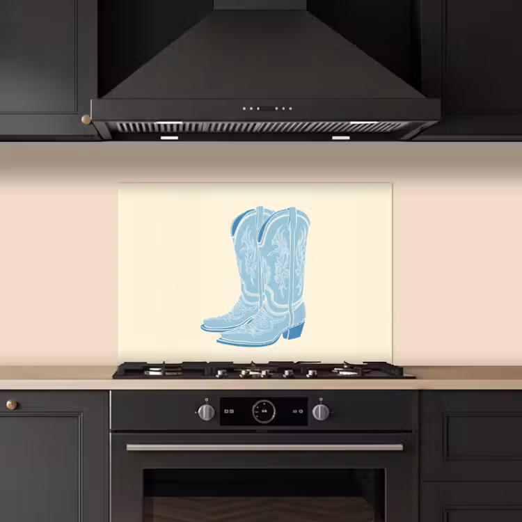 Spritzschutz Küche - Illustration - Cowboystiefel - Muster — 5