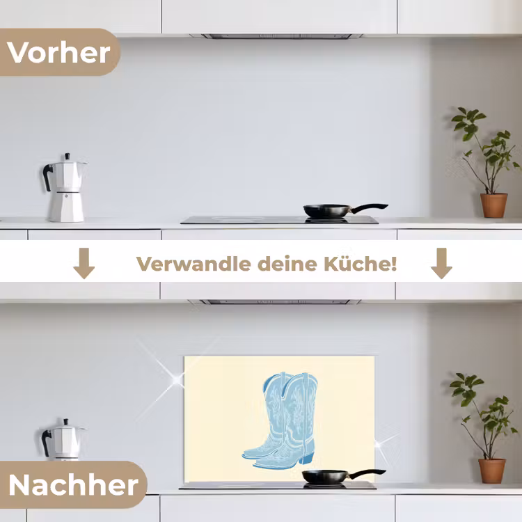 Spritzschutz Küche - Illustration - Cowboystiefel - Muster — 7