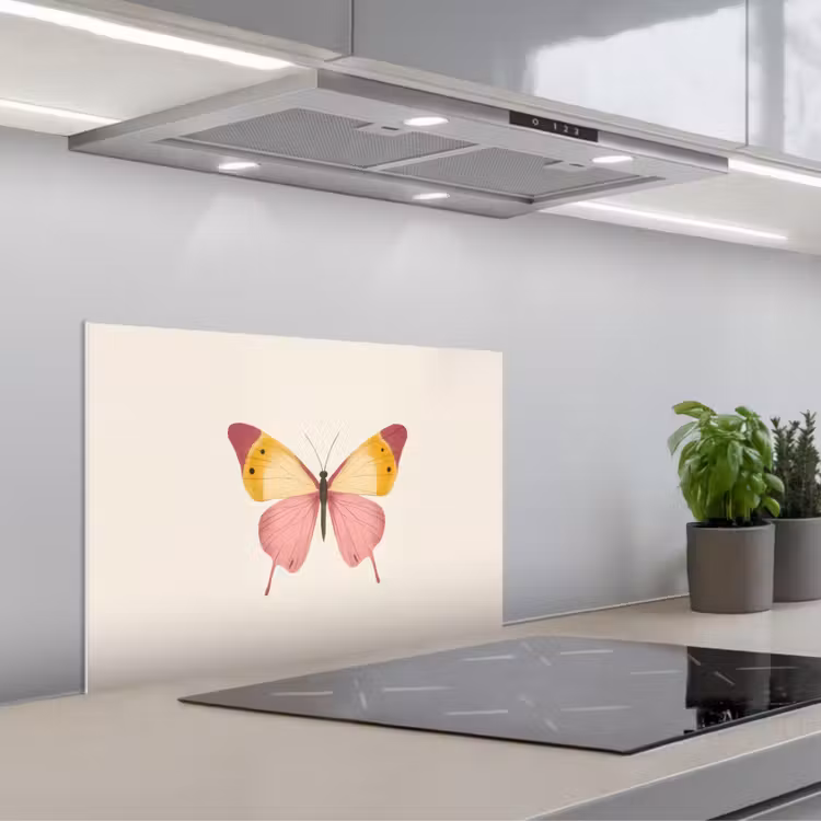Spritzschutz Küche - Schmetterling - Illustration - Rosa — 1