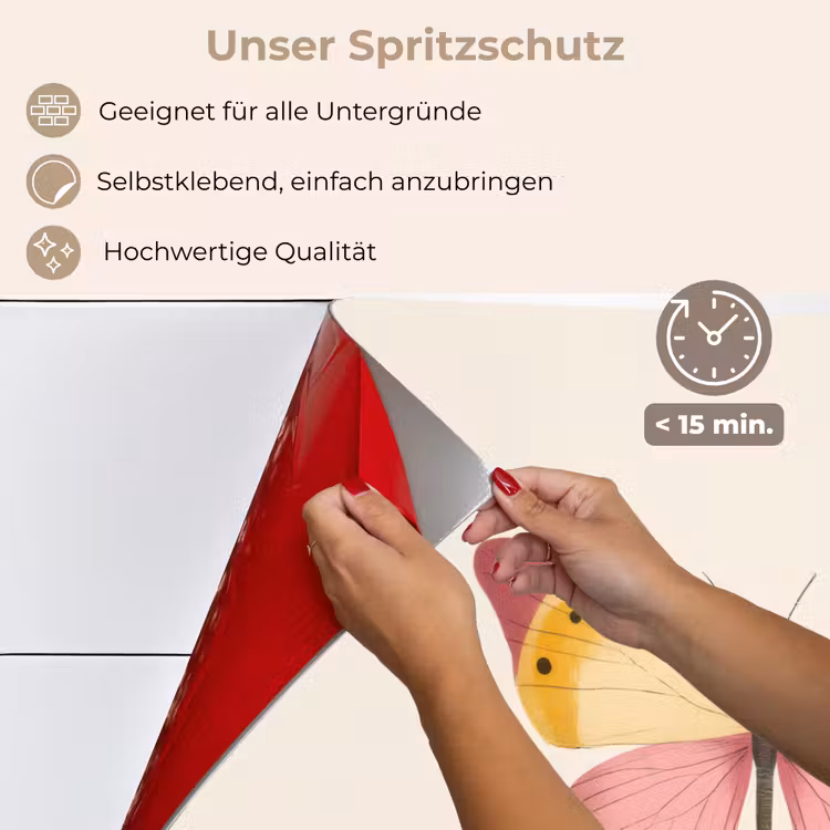 Spritzschutz Küche - Schmetterling - Illustration - Rosa — 4