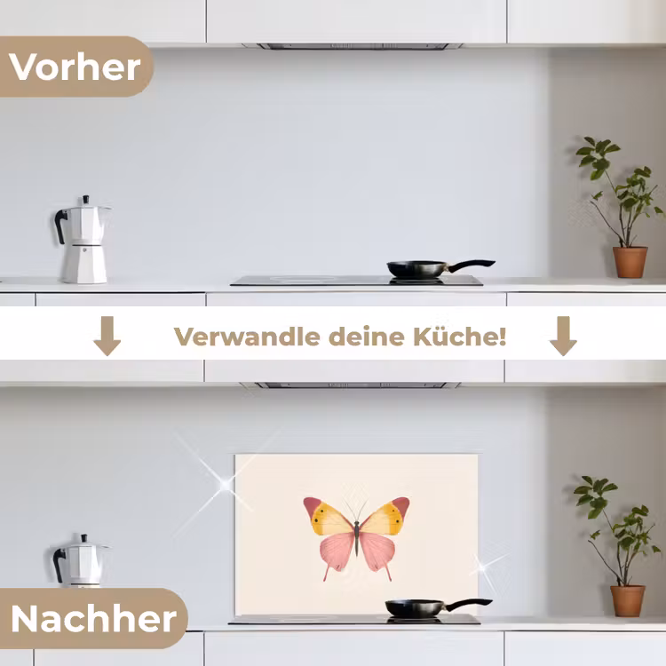 Spritzschutz Küche - Schmetterling - Illustration - Rosa — 7