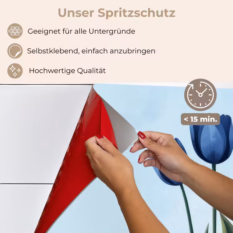 Spritzschutz Küche - Tulpen - Blau - Blätter — 4