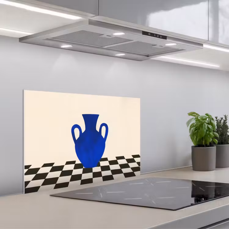 Spritzschutz Küche - Vase - Blau - Blockiert - Modern — 1