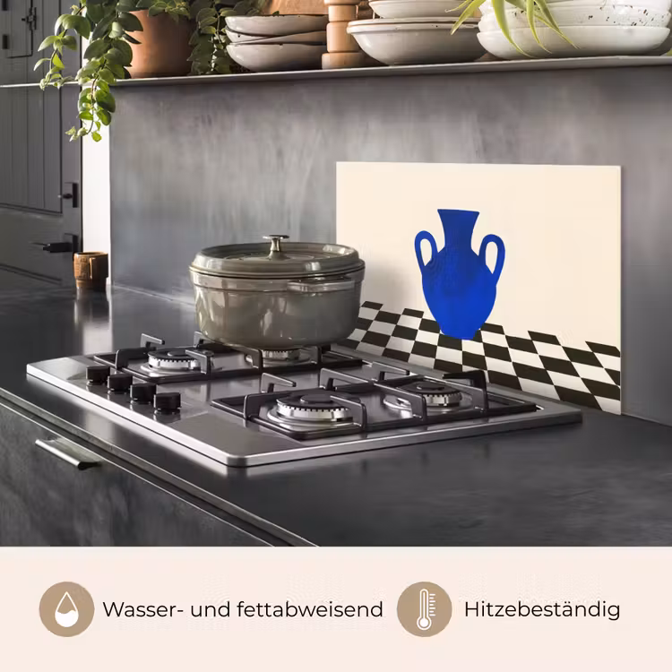 Spritzschutz Küche - Vase - Blau - Blockiert - Modern — 2