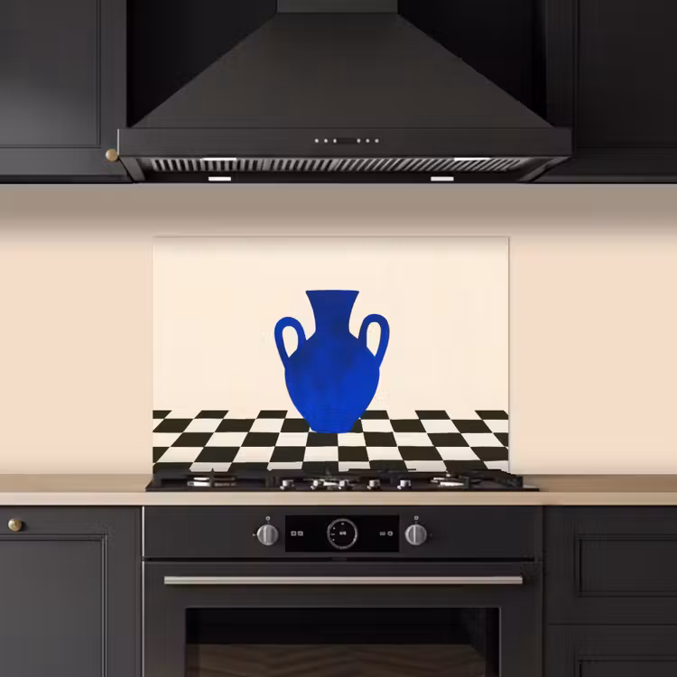 Spritzschutz Küche - Vase - Blau - Blockiert - Modern — 5