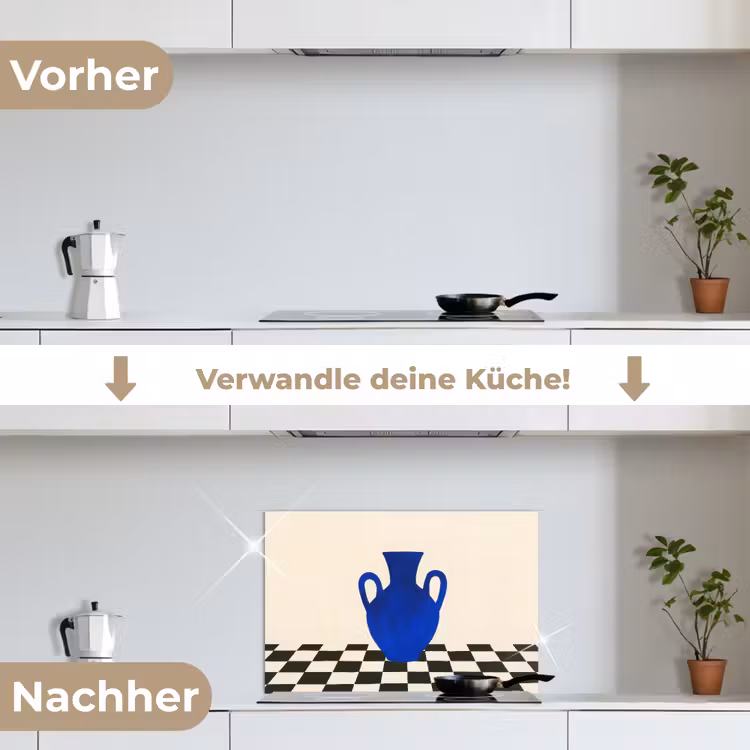 Spritzschutz Küche - Vase - Blau - Blockiert - Modern — 7