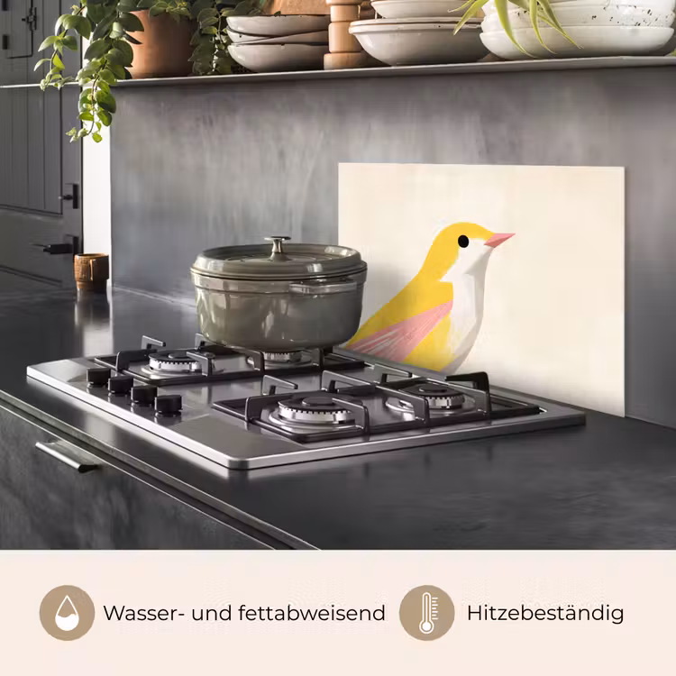 Spritzschutz Küche - Vogel - Minimalistisch - Gelb — 2