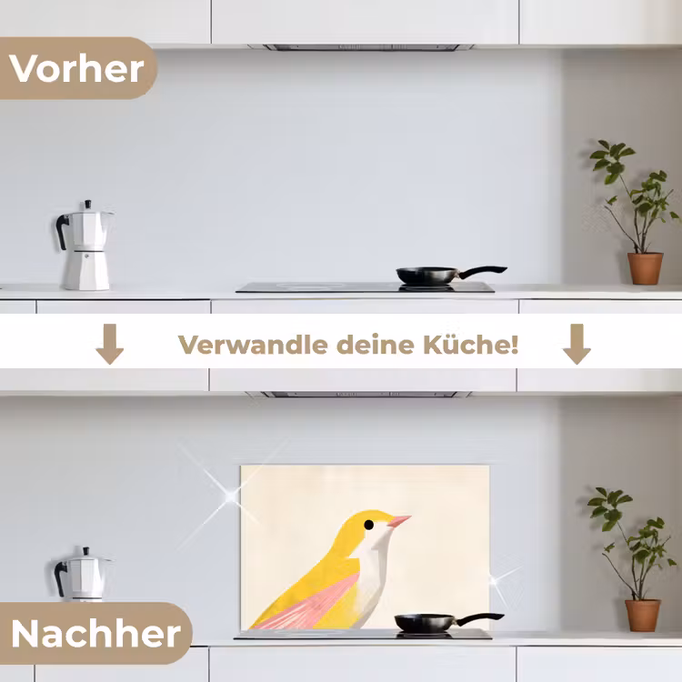 Spritzschutz Küche - Vogel - Minimalistisch - Gelb — 7