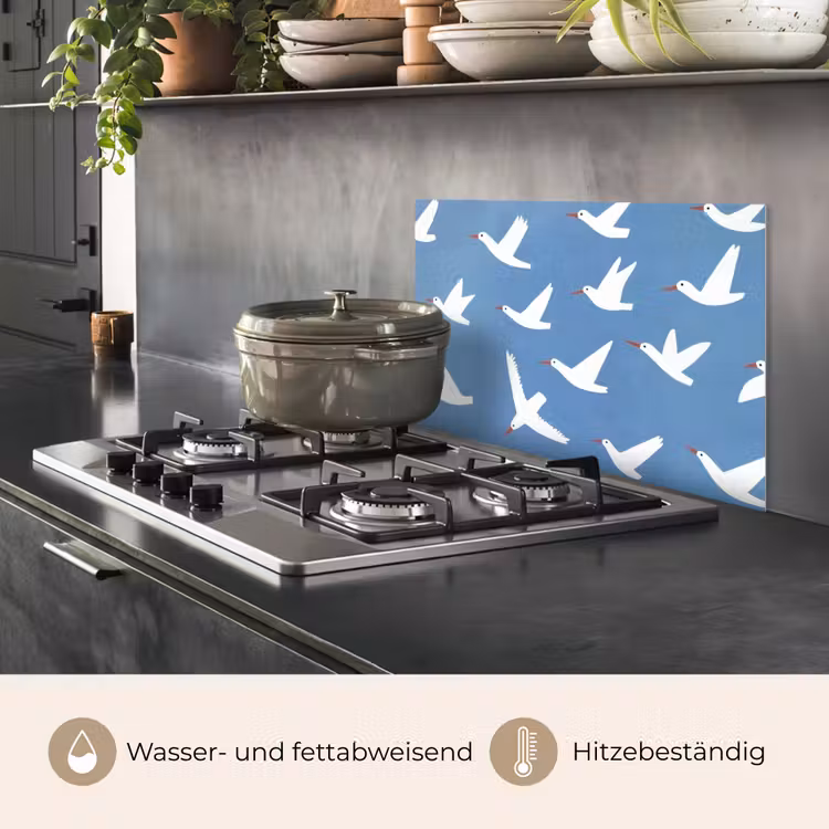 Spritzschutz Küche - Vögel - Weiß - Muster — 2