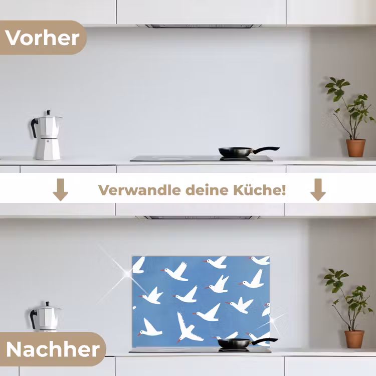 Spritzschutz Küche - Vögel - Weiß - Muster — 7