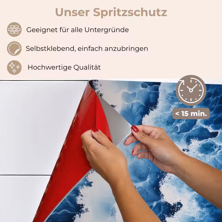 Spritzschutz Küche - Wellen - Blau - Schaumstoff — 4