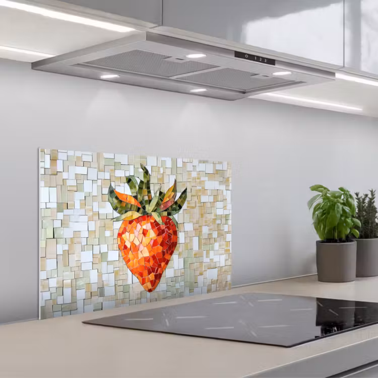 Spritzschutz Küche - Erdbeere - Rot - Mosaik - Obst — 1
