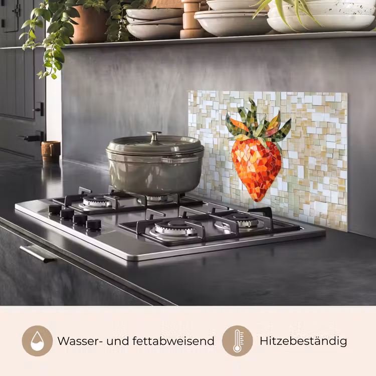 Spritzschutz Küche - Erdbeere - Rot - Mosaik - Obst — 2