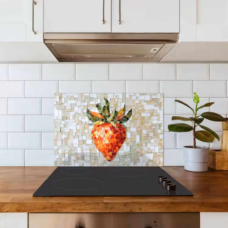 Spritzschutz Küche - Erdbeere - Rot - Mosaik - Obst — 3