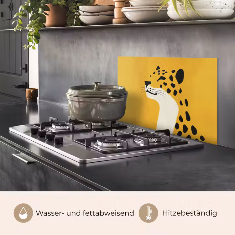 Spritzschutz Küche - Gepard - Illustration - Gelb — 2