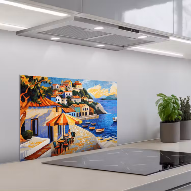 Spritzschutz Küche - Küstendorf - Ferienhäuser - Mosaik - Meer — 1