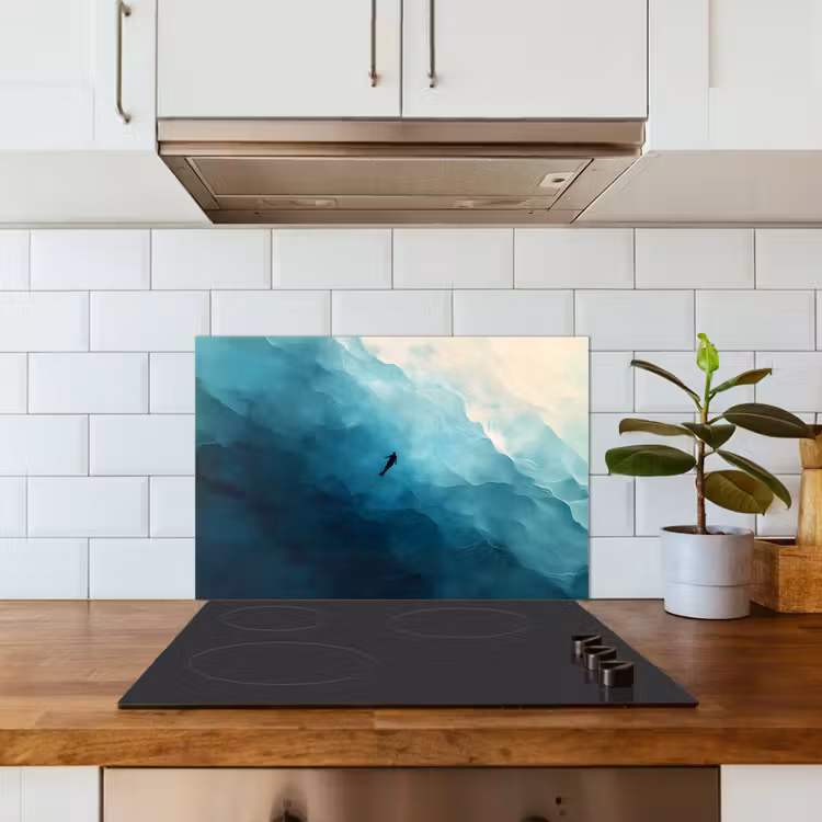 Spritzschutz Küche - Meer - Silhouette - Abstrakt - Blau — 3