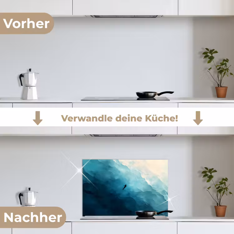 Spritzschutz Küche - Meer - Silhouette - Abstrakt - Blau — 7