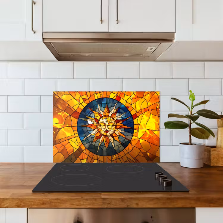 Spritzschutz Küche - Mosaik - Sonne - Gelb - Kreis — 3