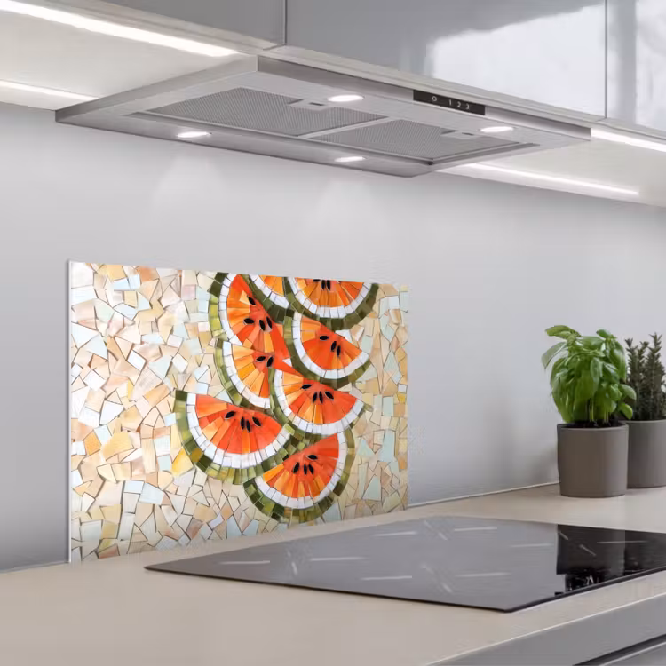 Spritzschutz Küche - Mosaik - Wassermelone - Rot - Kerne — 1