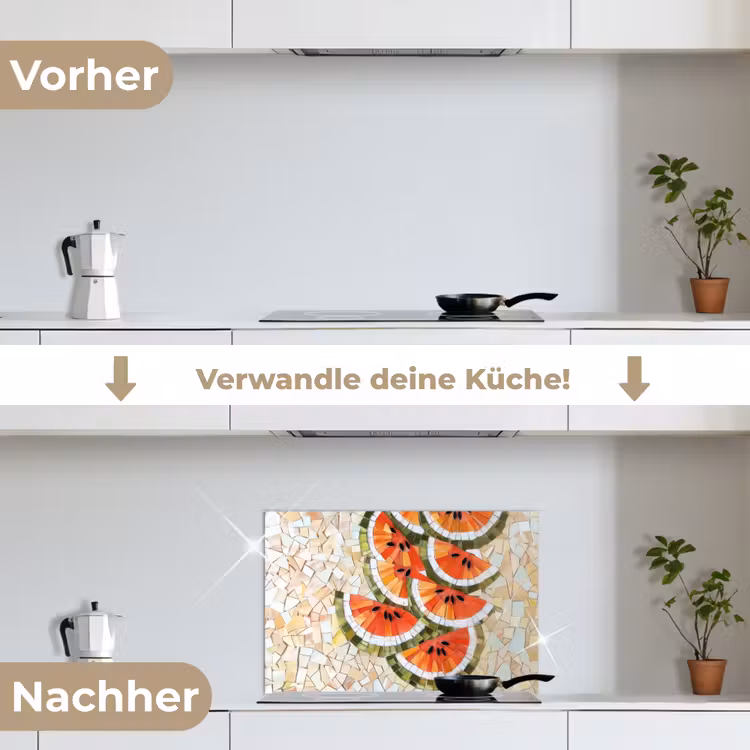 Spritzschutz Küche - Mosaik - Wassermelone - Rot - Kerne — 7