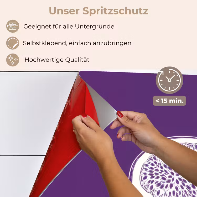 Spritzschutz Küche - Passionsfrucht - Samen - Lila - Minimalistisch — 4