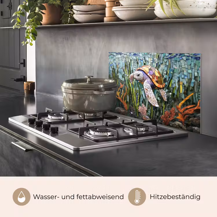 Spritzschutz Küche - Schildkröte - Seegras - Mosaik — 2