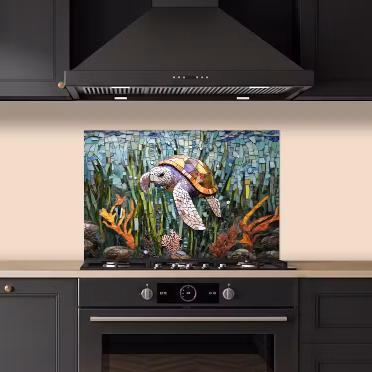 Spritzschutz Küche - Schildkröte - Seegras - Mosaik — 5