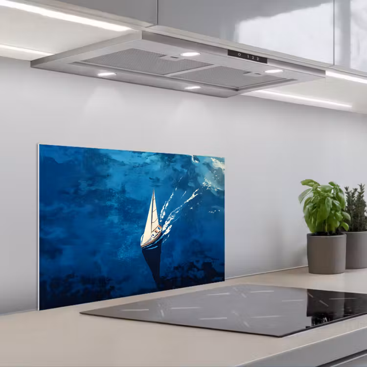 Spritzschutz Küche - Segelboot - Wasser - Abstrakt - Schatten — 1