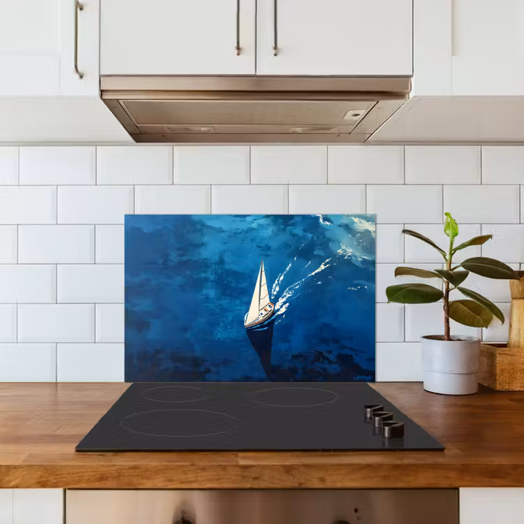 Spritzschutz Küche - Segelboot - Wasser - Abstrakt - Schatten — 3
