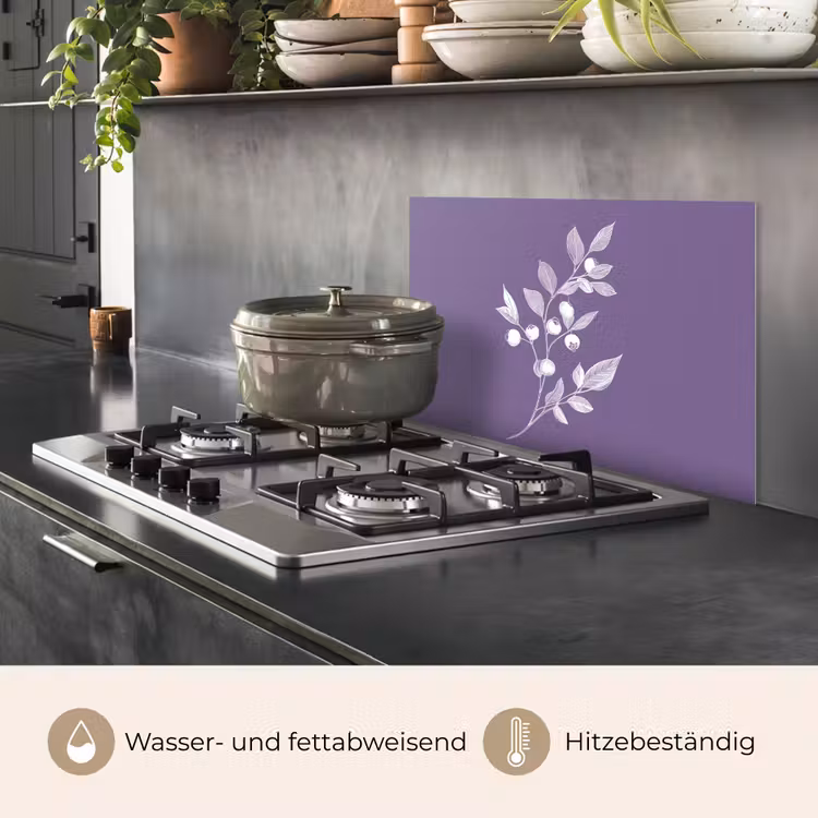 Spritzschutz Küche - Zweig - Anmutig - Blätter - Minimalistisch — 2