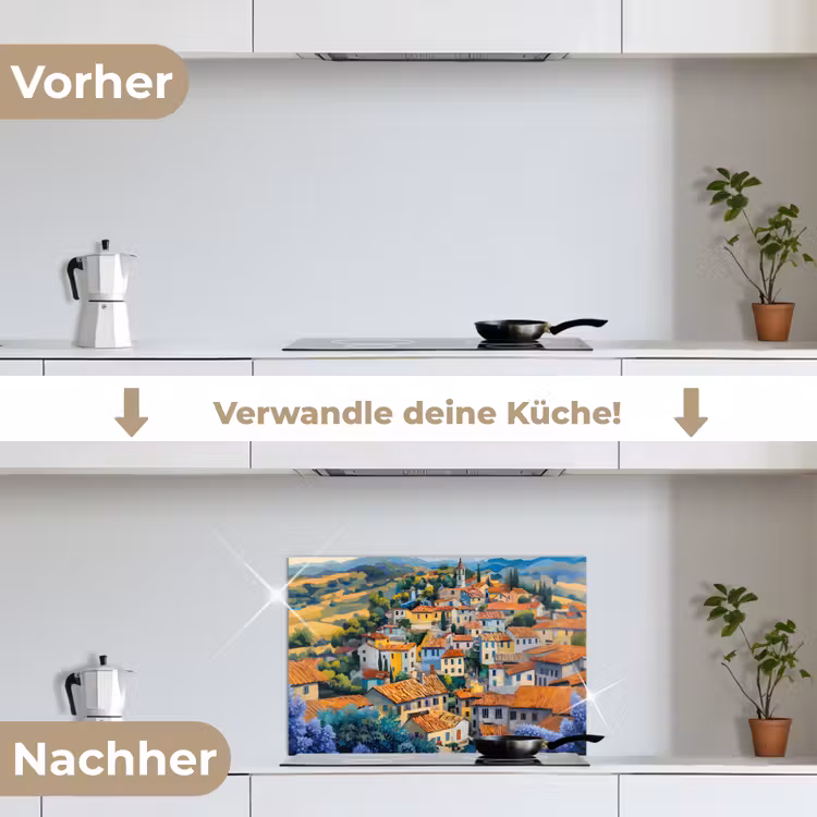 Spritzschutz Küche - Dorf - Hügel - Landschaft - Bäume — 7