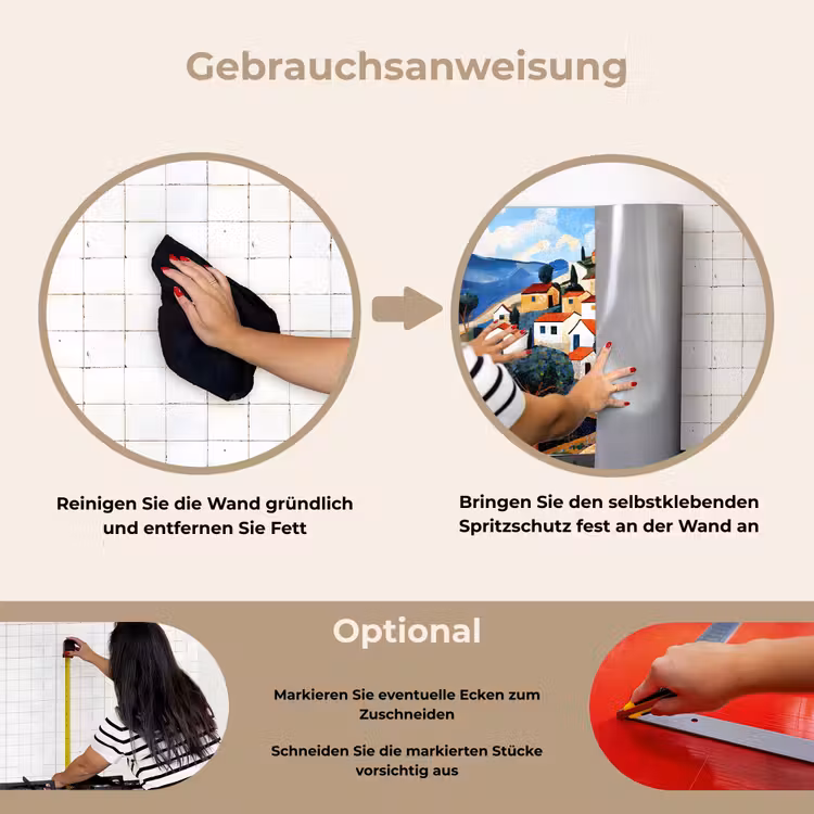 Spritzschutz Küche - Dorf - Hügelig - Sonne - Mosaik — 6