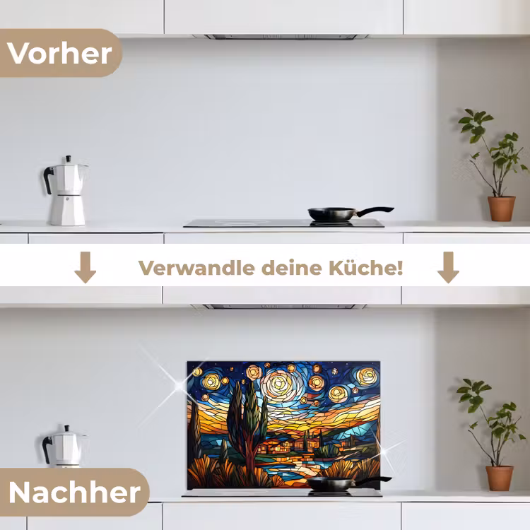 Spritzschutz Küche - Himmel - Sterne - Mosaik - Häuser — 7