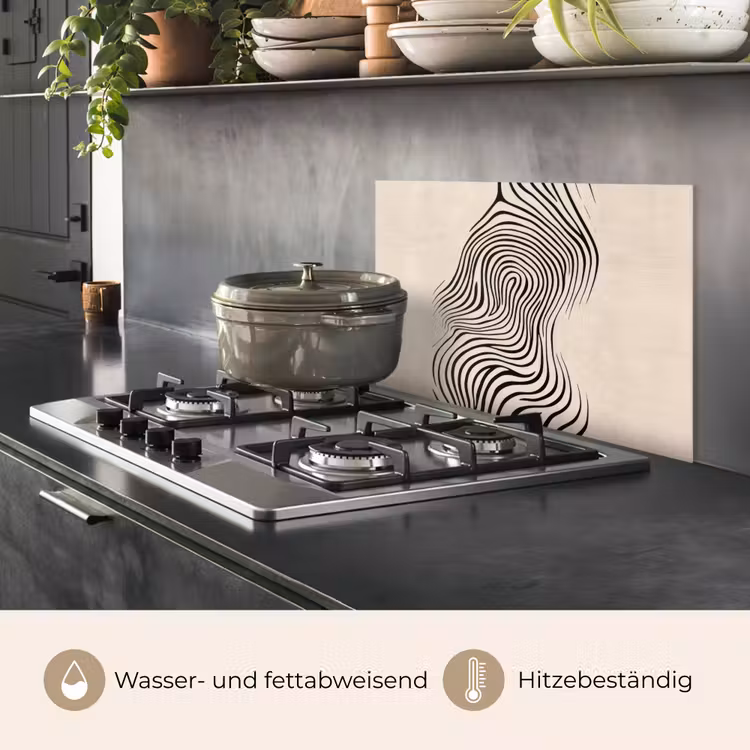 Spritzschutz Küche - Linien - Abstrakt - Gewellt - Schwarz — 2