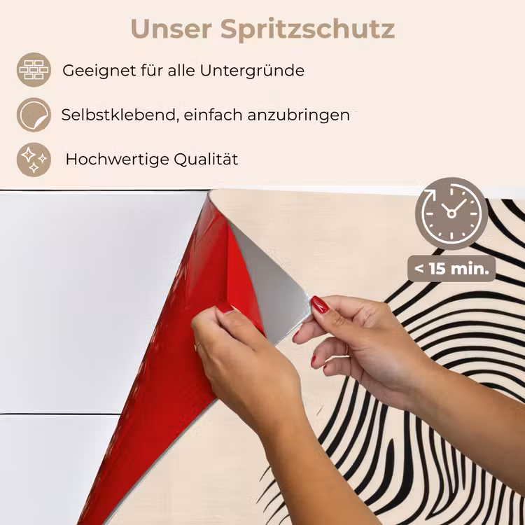 Spritzschutz Küche - Linien - Abstrakt - Gewellt - Schwarz — 4