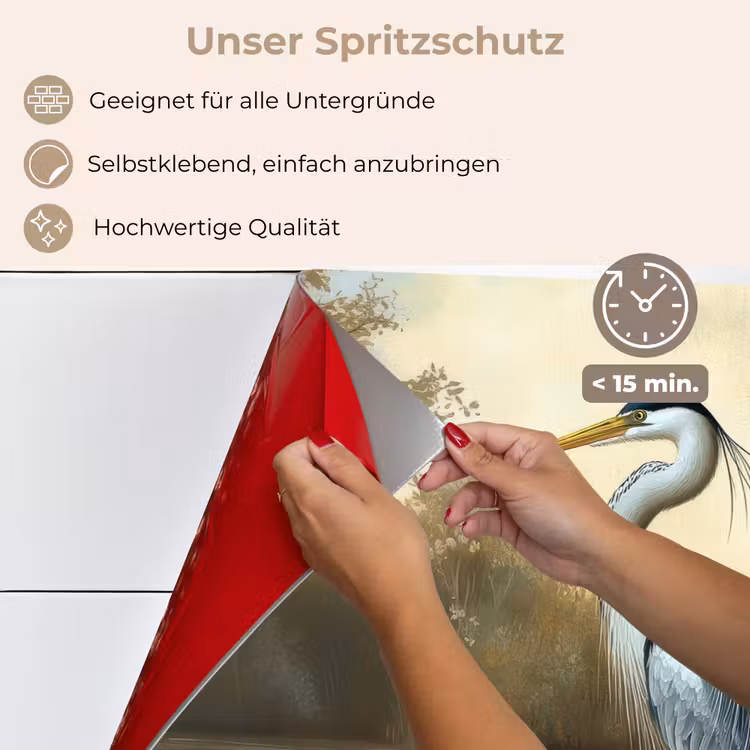 Spritzschutz Küche - Reiher - Wasser - Pflanzen — 4