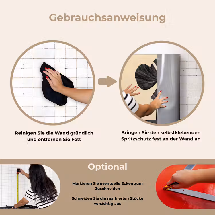 Spritzschutz Küche - Schwarz - Blätter - Streifen - Minimalistisch — 6