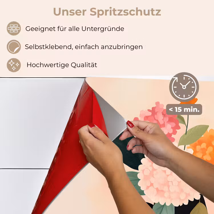 Spritzschutz Küche - Vase - Blumen - Schmetterling - Rot — 4
