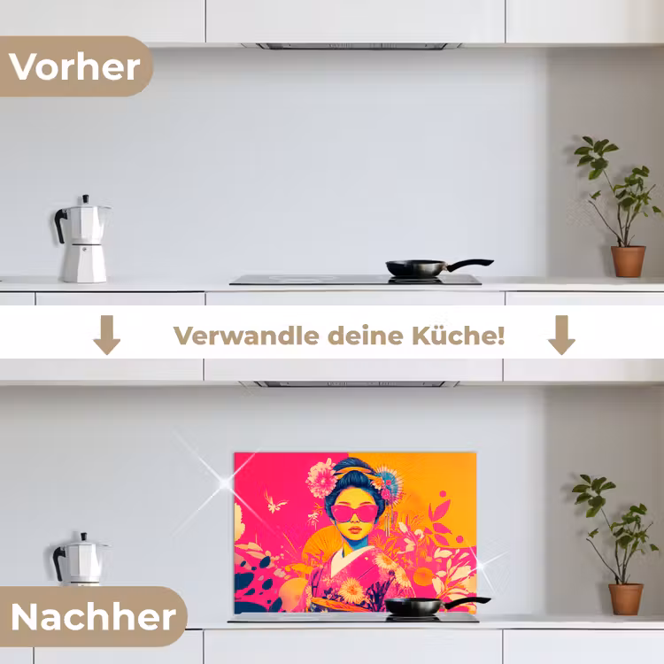 Spritzschutz Küche - Frau - Sonnenbrille - Abstrakt - Orange — 7